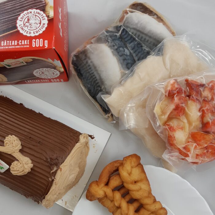 Contenu du congélateur madelinot: bûche de Noël Vachon, maquereau, homard sous-vide et croxignole